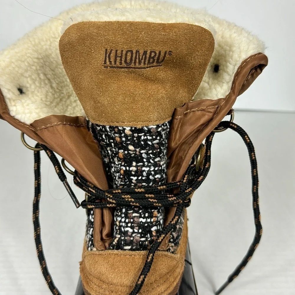 Khombu Women's 7M Duck Winter Boot Brown Tweed Jenna Lace‎ Up